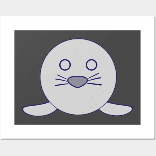 Kawaii Funny Shocked Staring Expression Grey Baby Seal Posters and Art